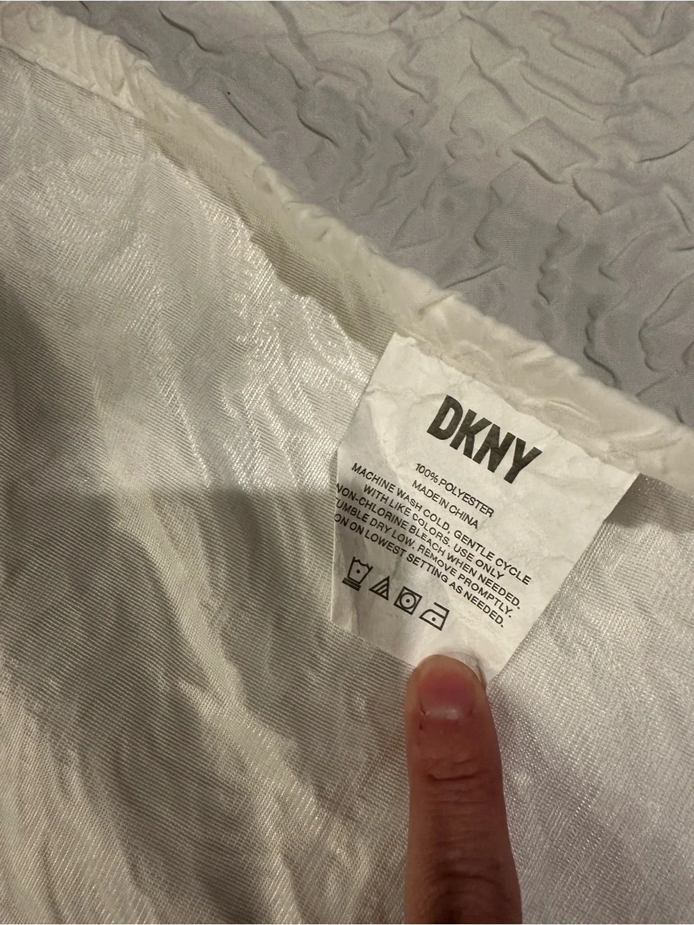 DKNY Cream Quilted shower curtain with Subtle Texture like new.